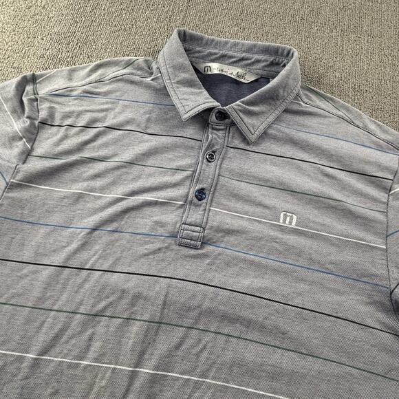 Travis Mathew Polo Shirt Medium Striped Short Sleeve Golf Golfing Casual Men's - Picture 8 of 14